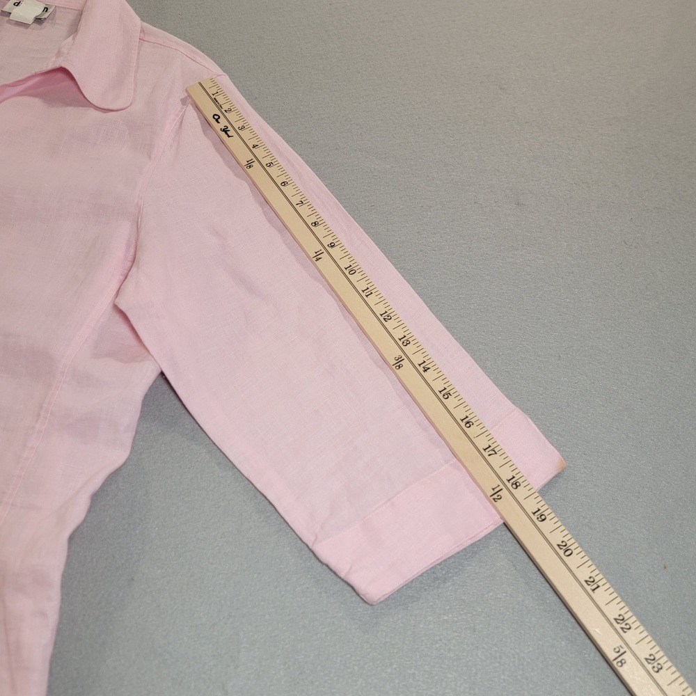 David N Woman 100% Linen Button Front Top Tunic Blouse 3/4 Sleeve Pink Womens 1X - Picture 8 of 10